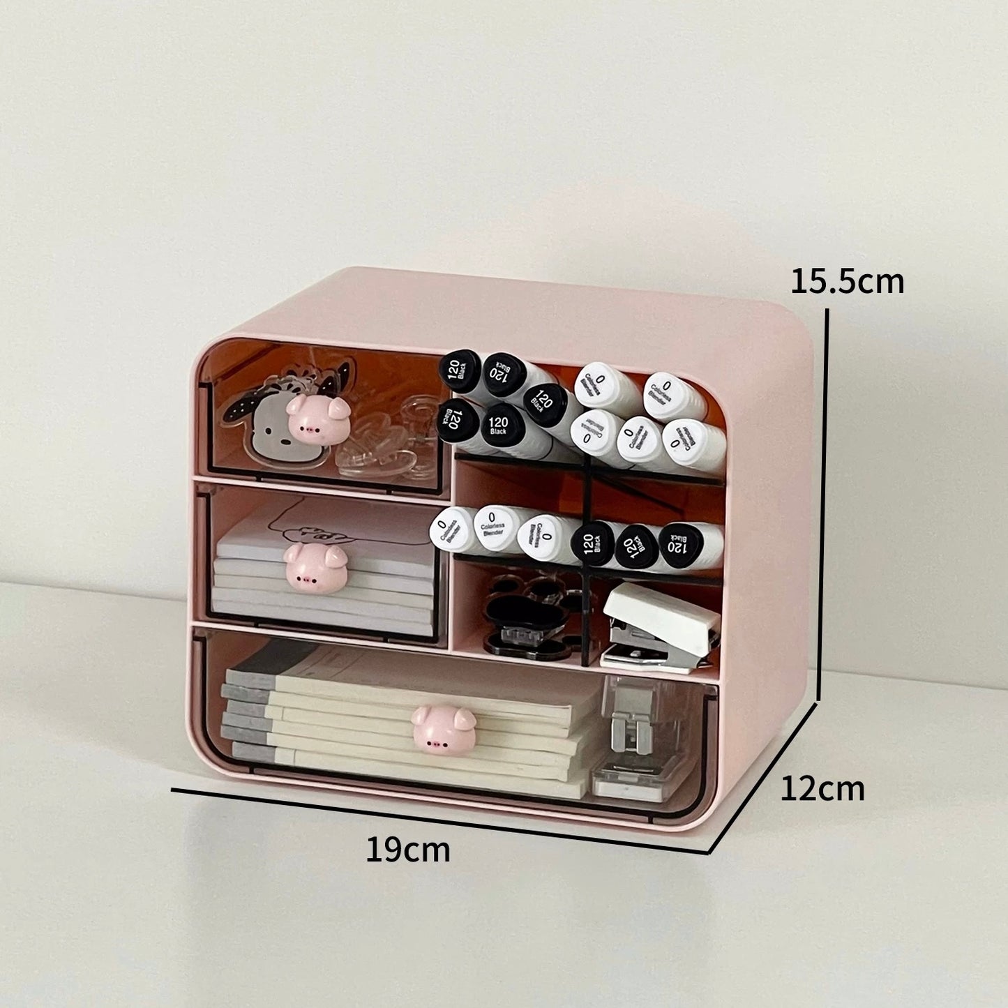 Pig & Rabbit Desktop Organizer with Drawers | High-Quality Acrylic and PC Plastic