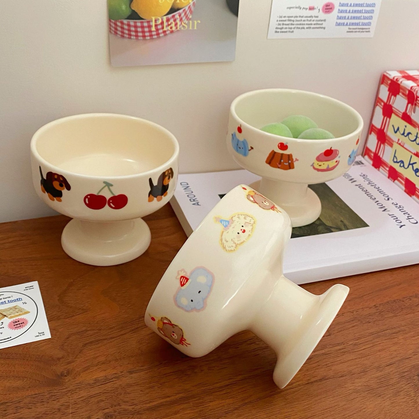 Creamy Cartoon Ceramic Dessert Cup – Cute Ice Cream Bowl | Microwave & Dishwasher Safe