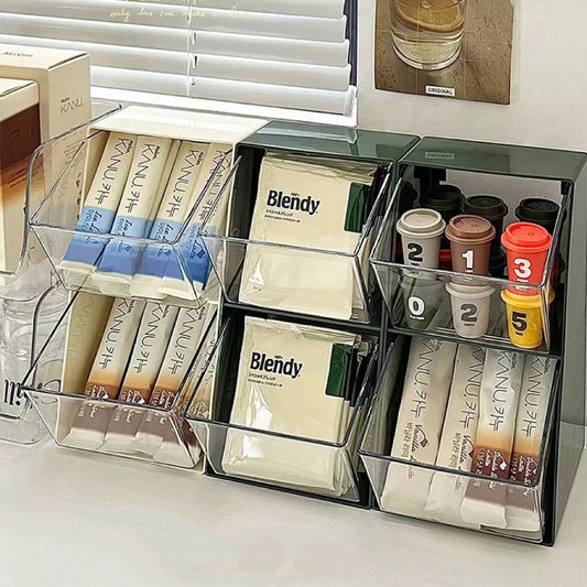 Multi-Functional Tea & Coffee Storage Box - Organize Snacks, Makeup & More