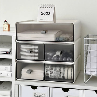 Stackable White Storage Drawers – Minimalist Organizer for Desk, Vanity, or Home Use