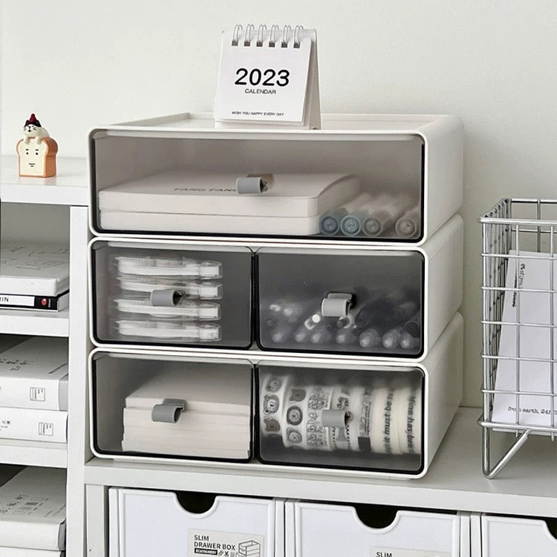Stackable White Storage Drawers – Minimalist Organizer for Desk, Vanity, or Home Use