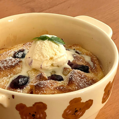 Adorable Double-Handle Baking Bowl with Emo Bear Design – Oven, Microwave, and Air Fryer Safe