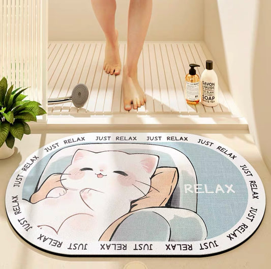 Chill Time Kitty Bathroom Absorbant Mat - Size 40x60cm / 50x80cm | Quick-Drying and Absorbent