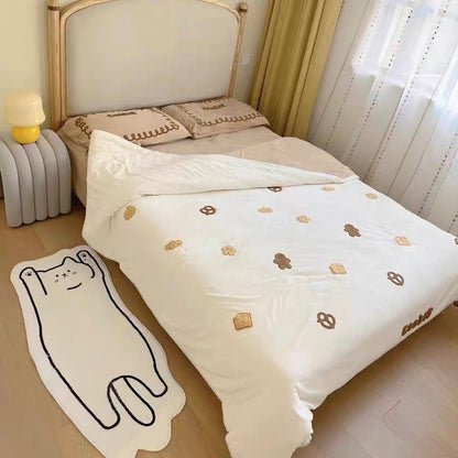 Stretching Cat Plush Bedside Rug | 50x120cm Ultra-Soft Short Plush Carpet