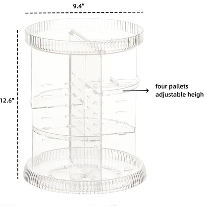360° Rotating Acrylic Makeup Organizer – Adjustable Multi-Layer Cosmetic Storage Rack