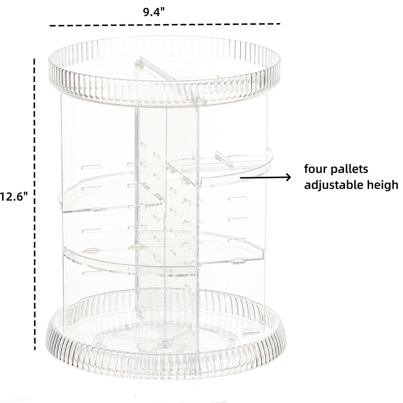 360° Rotating Acrylic Makeup Organizer – Adjustable Multi-Layer Cosmetic Storage Rack