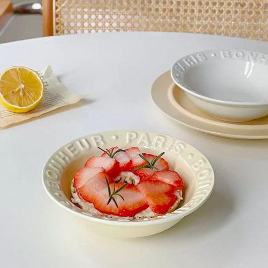 Embossed Letter Ceramic Bowl | 300ml Capacity,  Bowl for Yogurt & Desserts