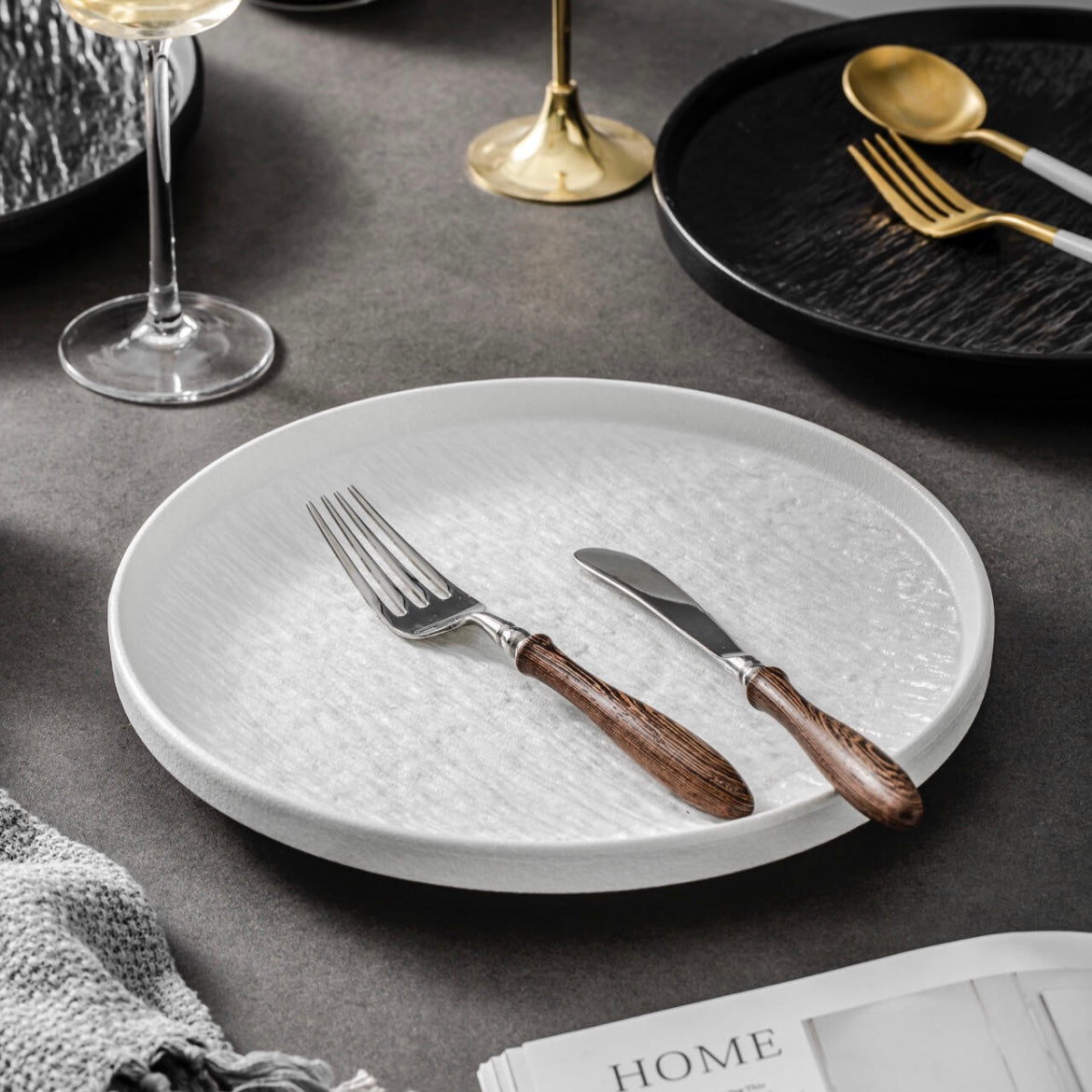 10-Inch Deep Ceramic Plate | Elegant Rock Pattern Design