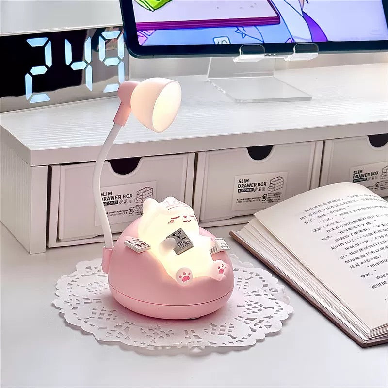 Adorable Sleeping Cat Night Light – USB Rechargeable, Adjustable Mini Desk Lamp