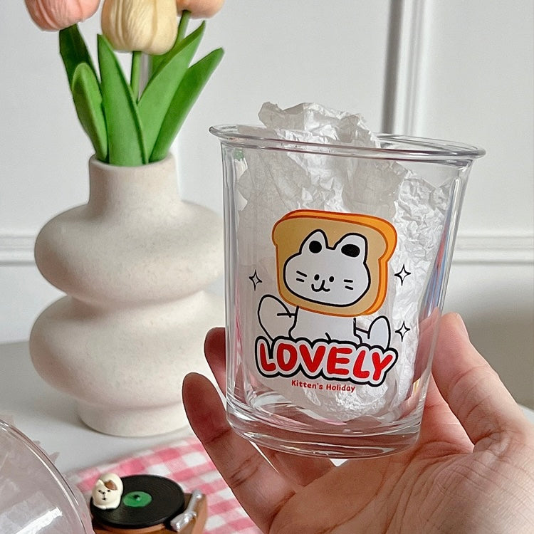 Adorable Bread Cat Glass Mug | Variety in Style, Perfect Gift Choice, 350ML Capacity