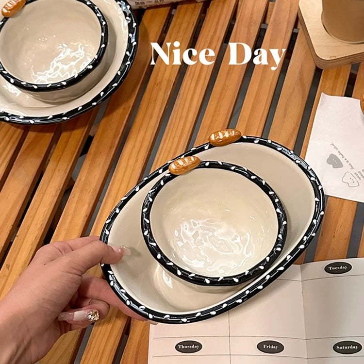 Black & White Sesame Bread Series Dinnerware Set | Chic & Functional Dining Set