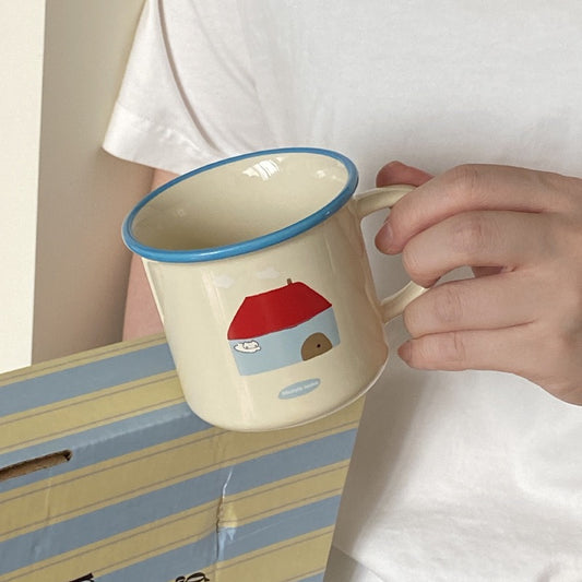 Cartoon Red House Ceramic Mug, 270ML Capacity