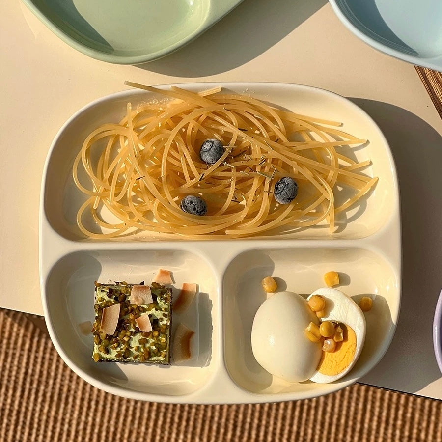 Ceramic Divided Breakfast Plate | 8.5-Inch Pastel Sectioned Dish