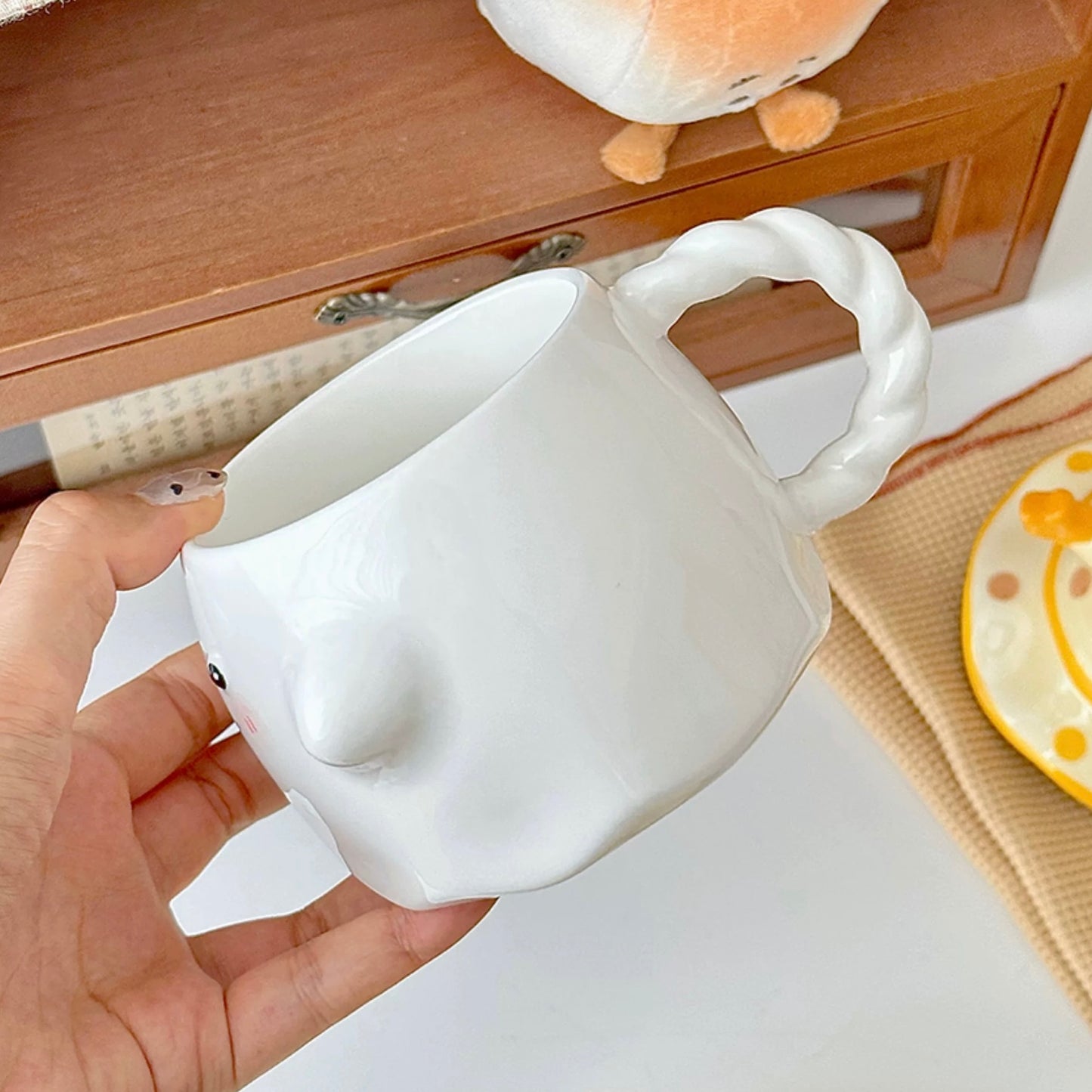 Cute Ghost Ceramic Mug with Wizard Hat Lid | 350ml Capacity, Perfect for Couples