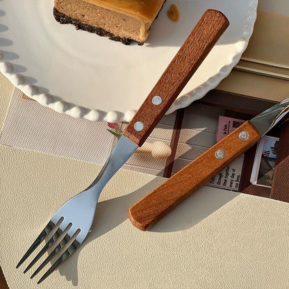 Riveted Wooden Handle Stainless Steel Utensil Set - Set of 3