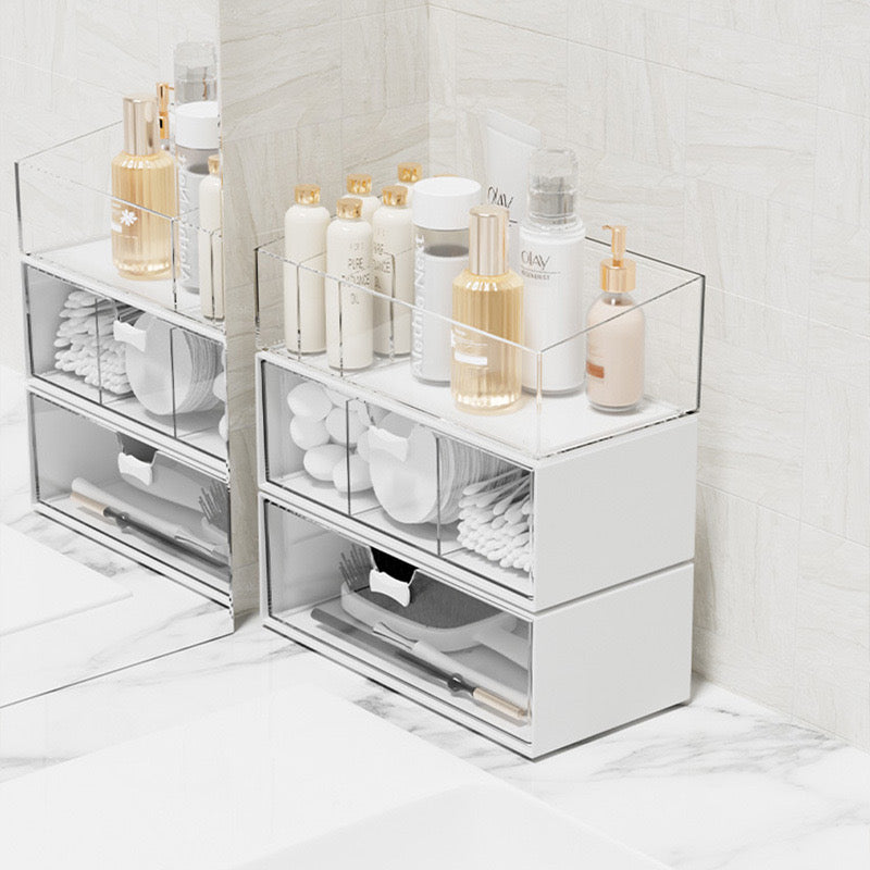 Versatile White Drawer Storage with Lipstick Organizer – Simple & Stylish