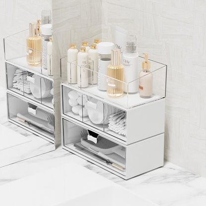 Versatile White Drawer Storage with Lipstick Organizer – Simple & Stylish