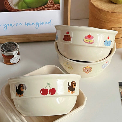 Cartoon-Themed Ceramic Bowls – Perfect for Breakfast & Snacks