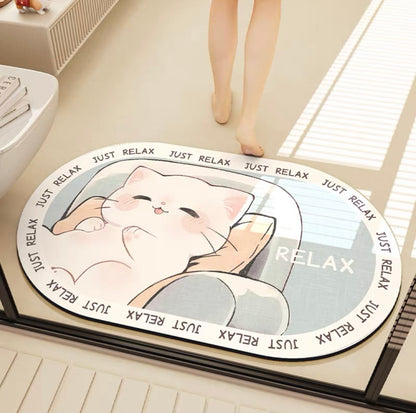 Chill Time Kitty Bathroom Absorbant Mat - Size 40x60cm / 50x80cm | Quick-Drying and Absorbent