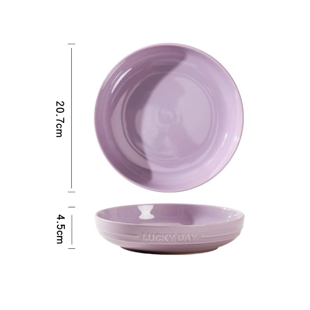 Lucky Day Ceramic Deep Plate – Soft Pastel Colors, 8 Inches
