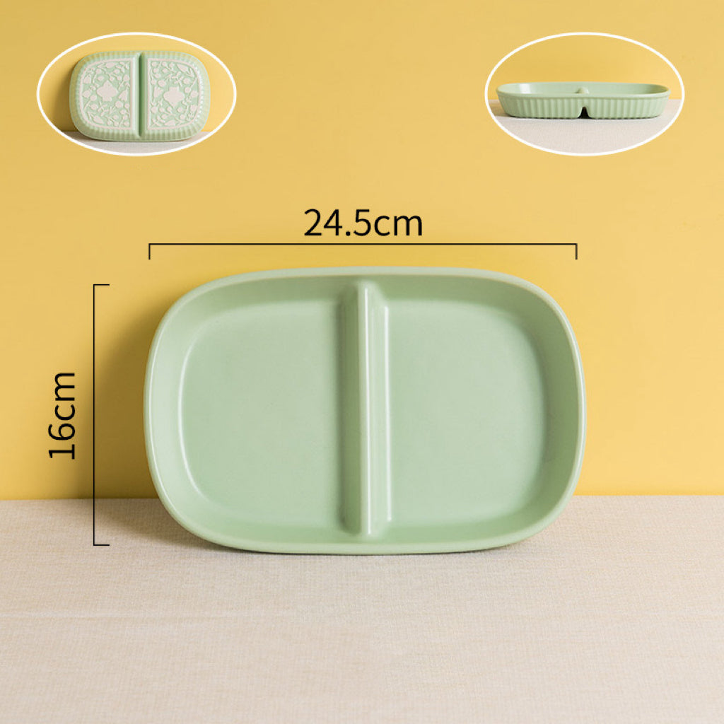 Handcrafted Macaron-Colored Ceramic
Divided Plate – Two-Compartment