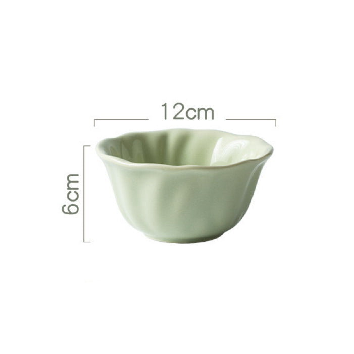 Wavy-edged Ceramic Cereal Bowl – 4.5-Inch Underglaze Bowl, Microwave & Oven Safe