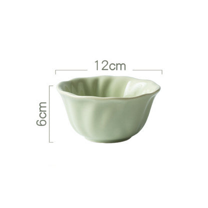 Wavy-edged Ceramic Cereal Bowl – 4.5-Inch Underglaze Bowl, Microwave & Oven Safe