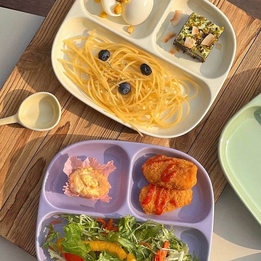 Ceramic Divided Breakfast Plate | 8.5-Inch Pastel Sectioned Dish