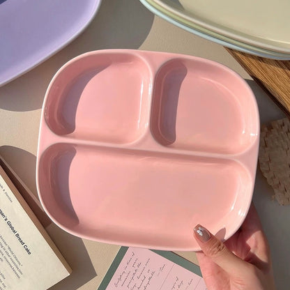 Ceramic Divided Breakfast Plate | 8.5-Inch Pastel Sectioned Dish