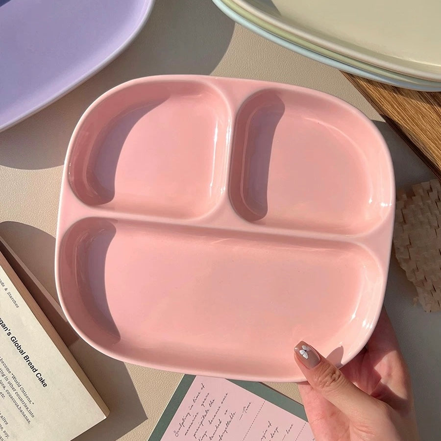Ceramic Divided Breakfast Plate | 8.5-Inch Pastel Sectioned Dish