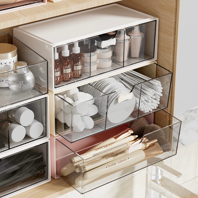 Versatile White Drawer Storage with Lipstick Organizer – Simple & Stylish