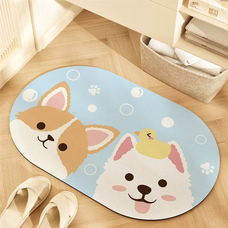 Cute Puppy Bathroom Absorbant Mat - Size 40x60cm | Quick-Drying and Absorbent