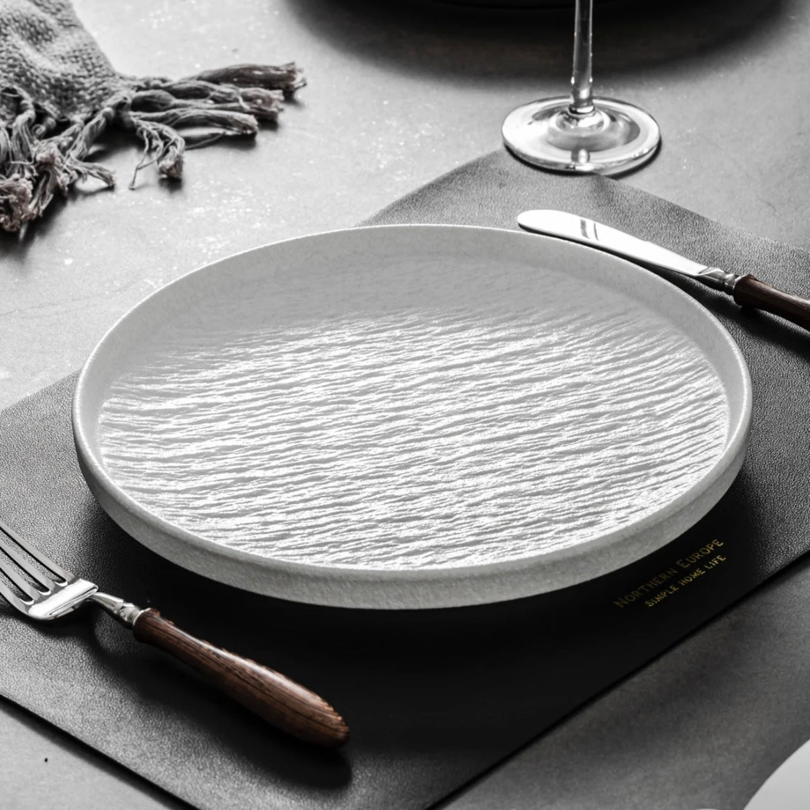 10-Inch Deep Ceramic Plate | Elegant Rock Pattern Design