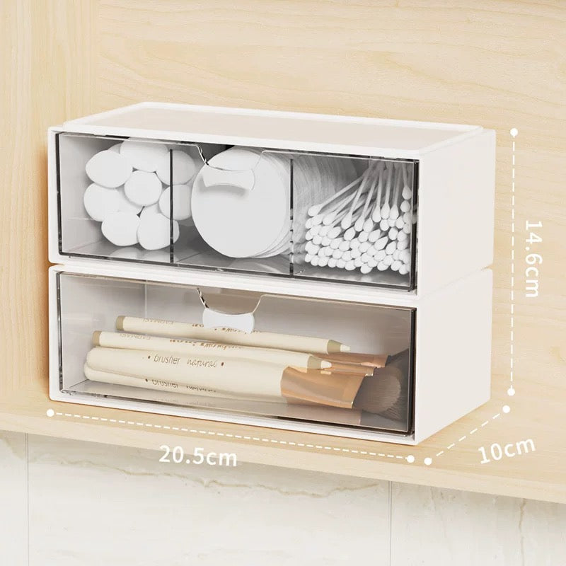 Versatile White Drawer Storage with Lipstick Organizer – Simple & Stylish