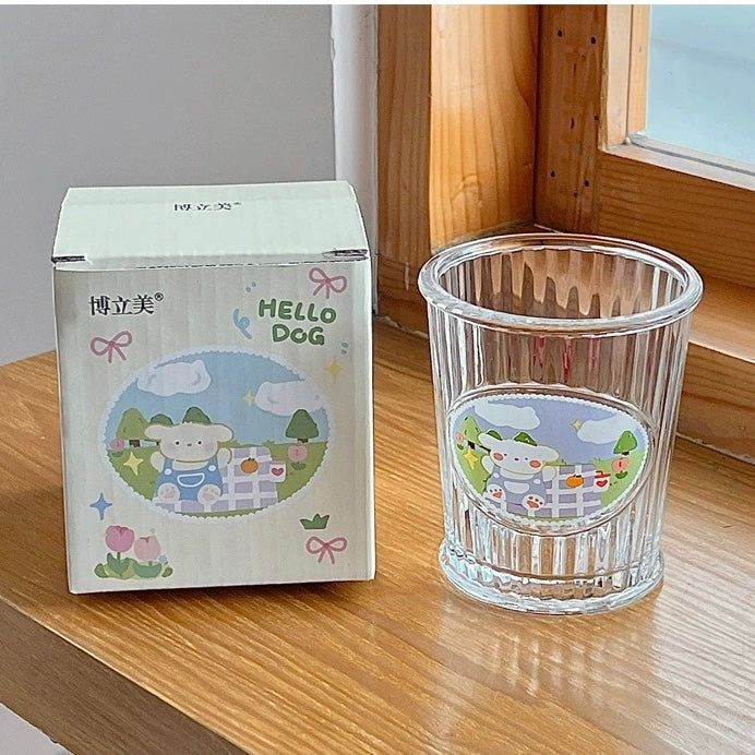 Picnic Diary Glass Cup - with Stainless Steel Straw, 350ML Capacity