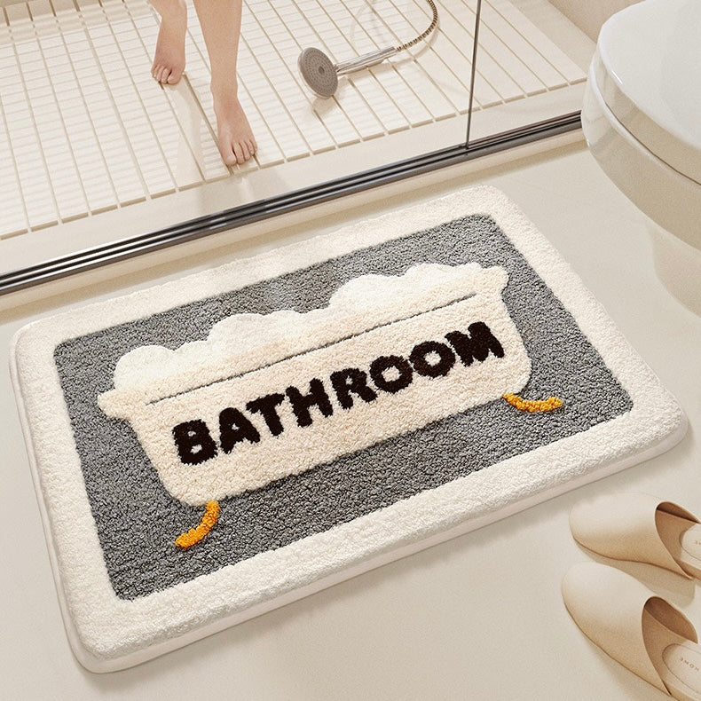 Gray Bathtub Plush Bathroom Rug - Size 40x60cm / 50x80cm | Super Absorbent