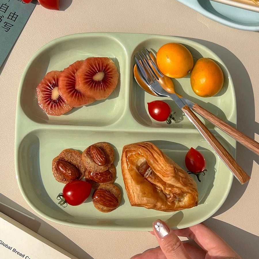 Ceramic Divided Breakfast Plate | 8.5-Inch Pastel Sectioned Dish
