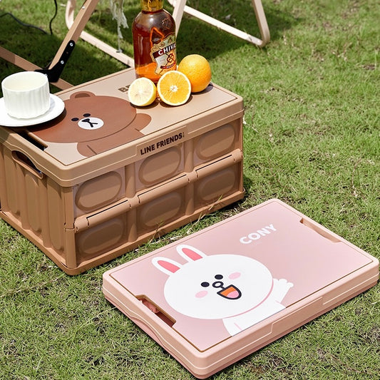 Line Friends Foldable Car Storage Box – Brown & Cony | Multipurpose Organizer