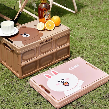 Line Friends Foldable Car Storage Box – Brown & Cony | Multipurpose Organizer