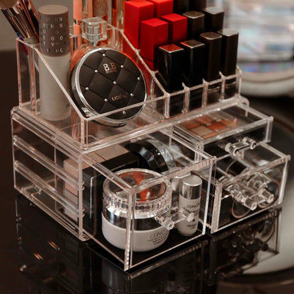 Acrylic Jewelry & Makeup Organizer Set – 2-Piece Storage Display with 3 or 4 Drawers