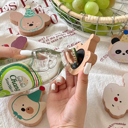 Cute Animal Wooden Fridge Magnet Bottle Opener | 2-in-1 Decorative and Functional Kitchen Accessory