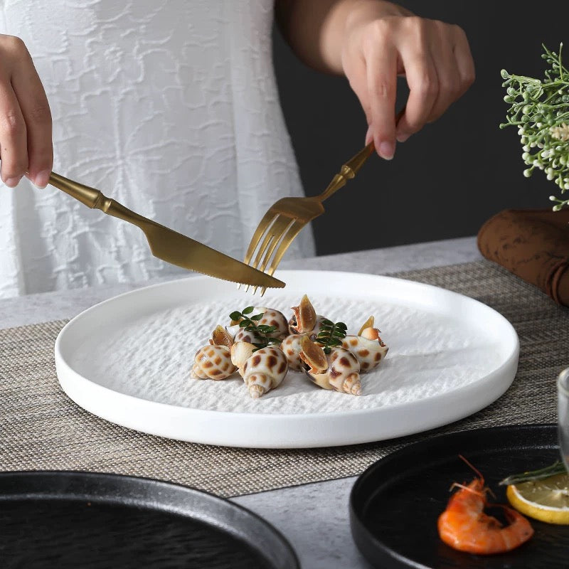 10-Inch Deep Ceramic Plate | Elegant Rock Pattern Design