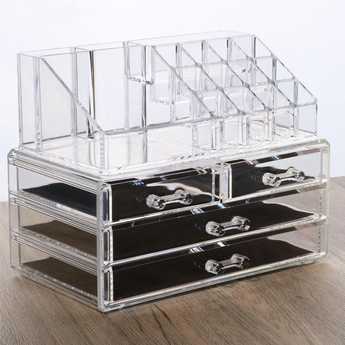 Acrylic Jewelry & Makeup Organizer Set – 2-Piece Storage Display with 3 or 4 Drawers