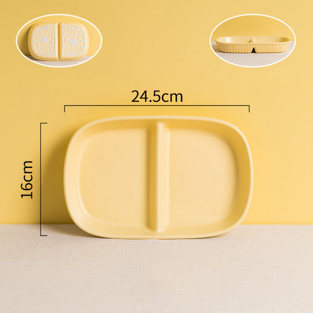 Handcrafted Macaron-Colored Ceramic
Divided Plate – Two-Compartment