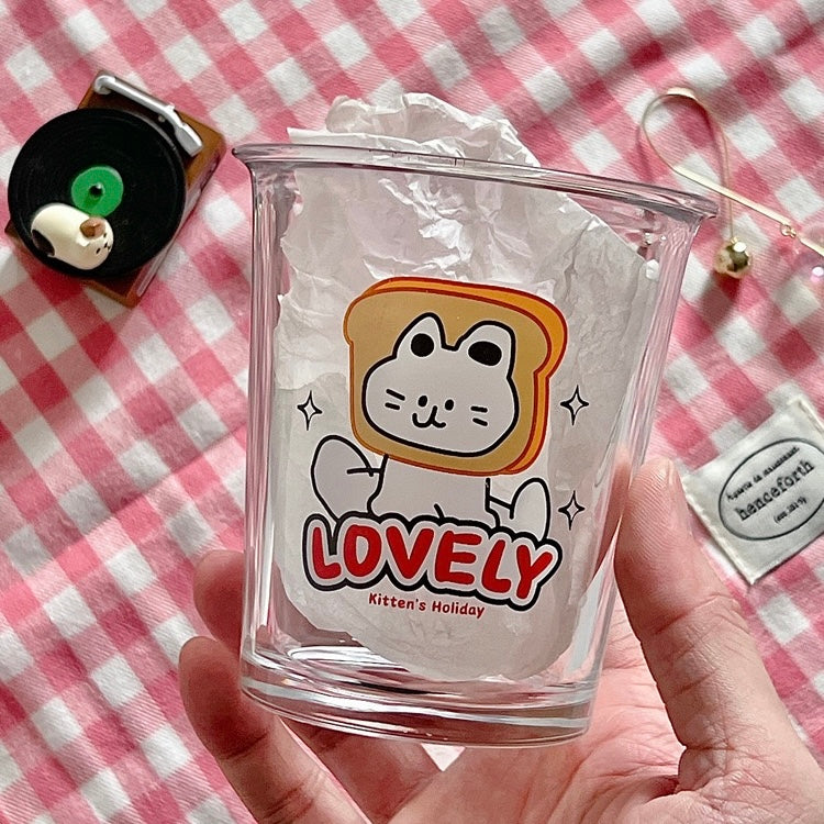 Adorable Bread Cat Glass Mug | Variety in Style, Perfect Gift Choice, 350ML Capacity