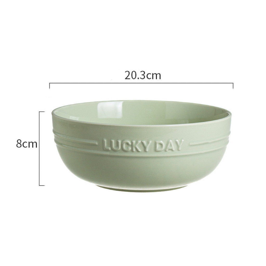 Lucky Day Large Capacity Ceramic Soup Bowl – Soft Pastel Colors, 1700ML Capacity