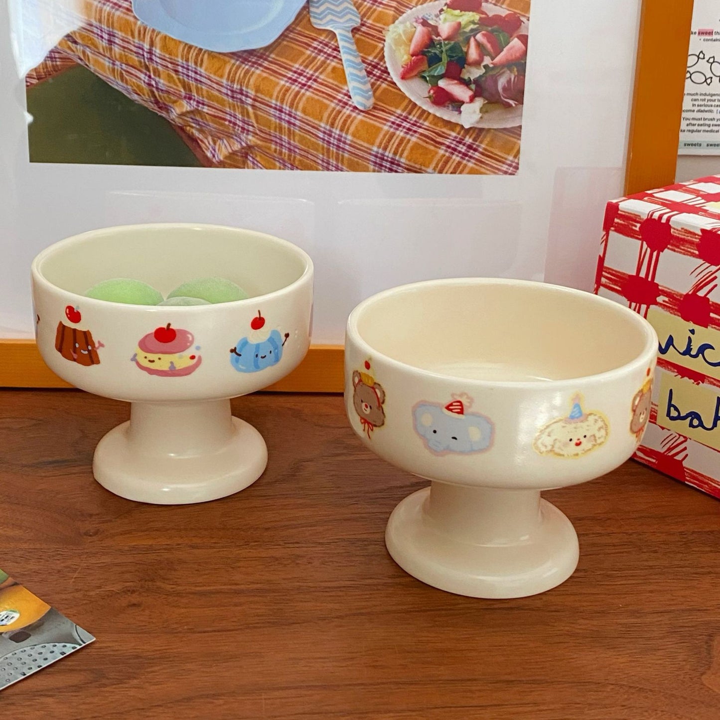 Creamy Cartoon Ceramic Dessert Cup – Cute Ice Cream Bowl | Microwave & Dishwasher Safe