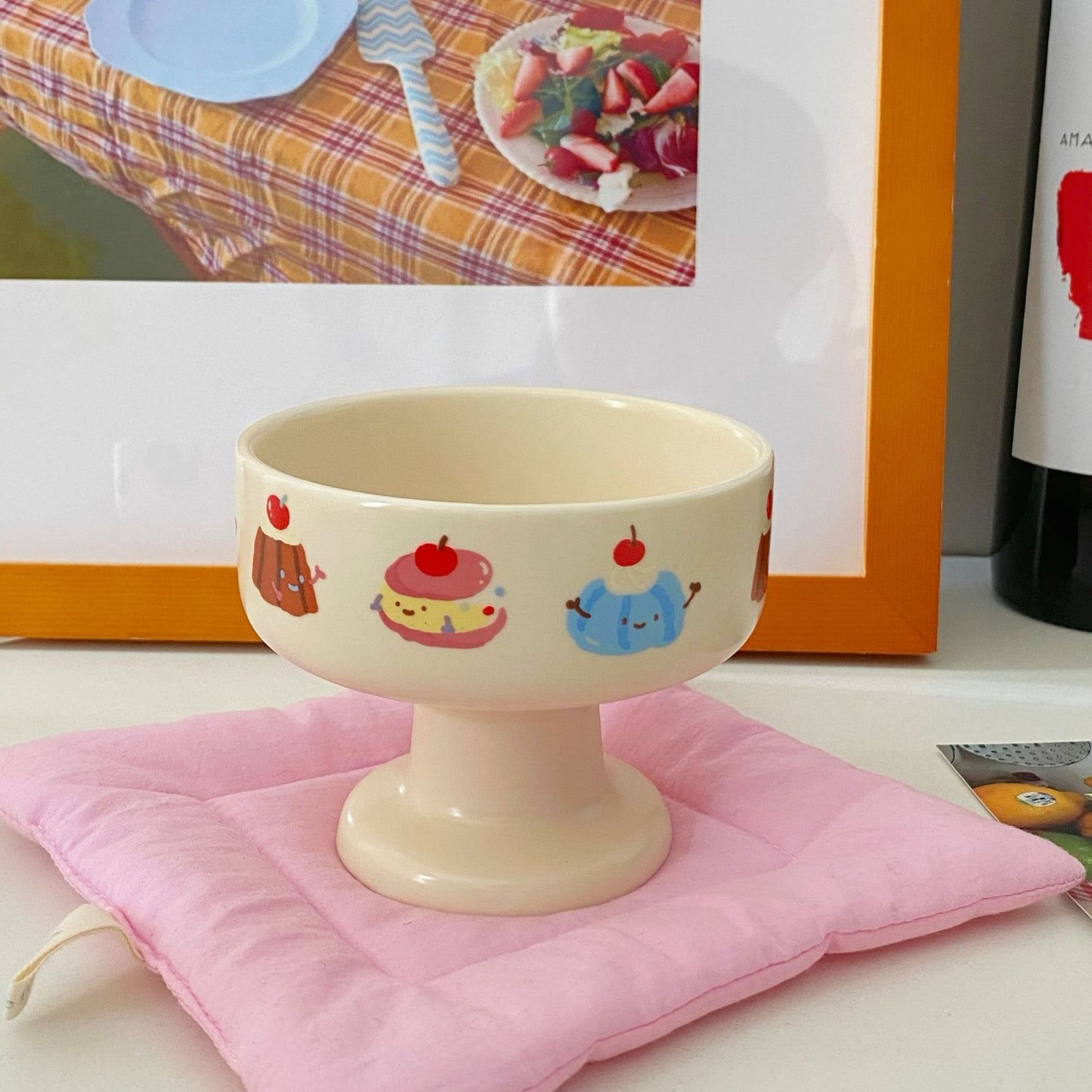 Creamy Cartoon Ceramic Dessert Cup – Cute Ice Cream Bowl | Microwave & Dishwasher Safe