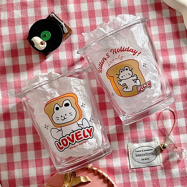 Adorable Bread Cat Glass Mug | Variety in Style, Perfect Gift Choice, 350ML Capacity