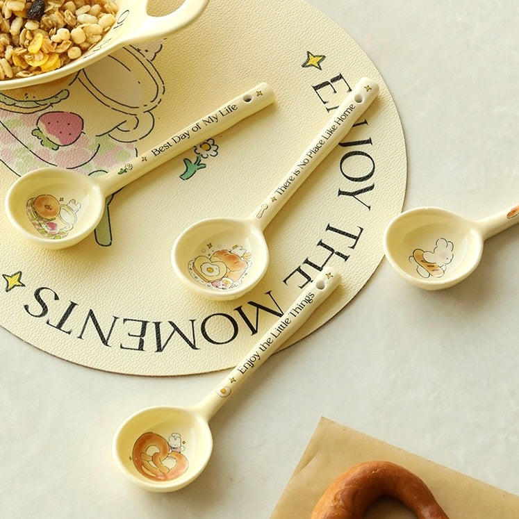 Bread Bunny Ceramic Spoon | Cute & Cozy Spoon, 4 Adorable Designs